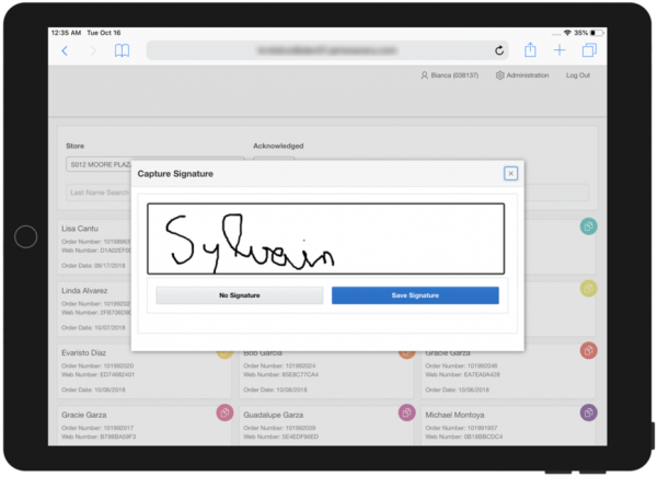 Data Entry screens in EBS POS tablet with signature App