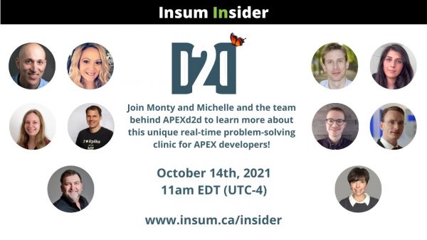 Our season premiere episode is all about APEXd2d, a unique real-time problem-solving clinic created for APEX developers by APEX developers.